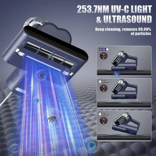 Teant Mattress Vacuum Cleaner for Dust Mites – 600W Handheld Deep Cleaning Machine with UV-C Light, 149°F Hot Air, Aroma Tablet, and LED Display